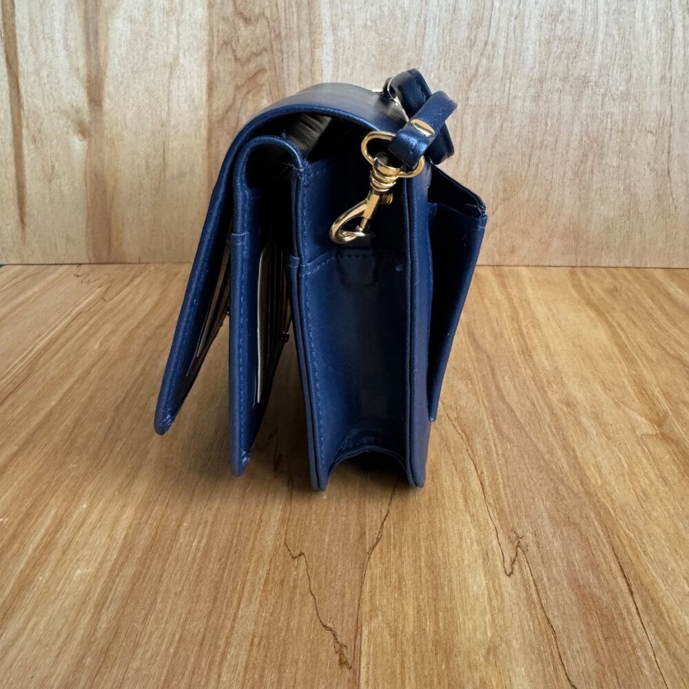 Buxton Mini Bag NWT Crossbody Navy Leather - Picture 16 of 16